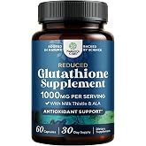 Reduced Glutathione Supplement with Milk Thistle - Liver Support - 60 Count | Finest L Glutathione with Alpha Lipoic Acid - Skin Radiance &amp; Immune Support - Non GMO - 1000 mg per Serving - 30 Servings