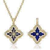 MEVECCO Gold Four Leaf Clover Necklace for Women 14K Gold Plated Clover Pendant Necklace With Diamond Fashion Lucky Clover Tiger's Eye Stone Necklace for Jewelry Gift