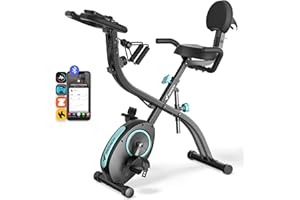 MERACH Folding Exercise Bike, Foldable Stationary Bikes for Home, 4 in 1 Upright Indoor Cycling Bike with 16-Level Magnetic Resistance, 300LBS Capacity X Bike with Exclusive APP