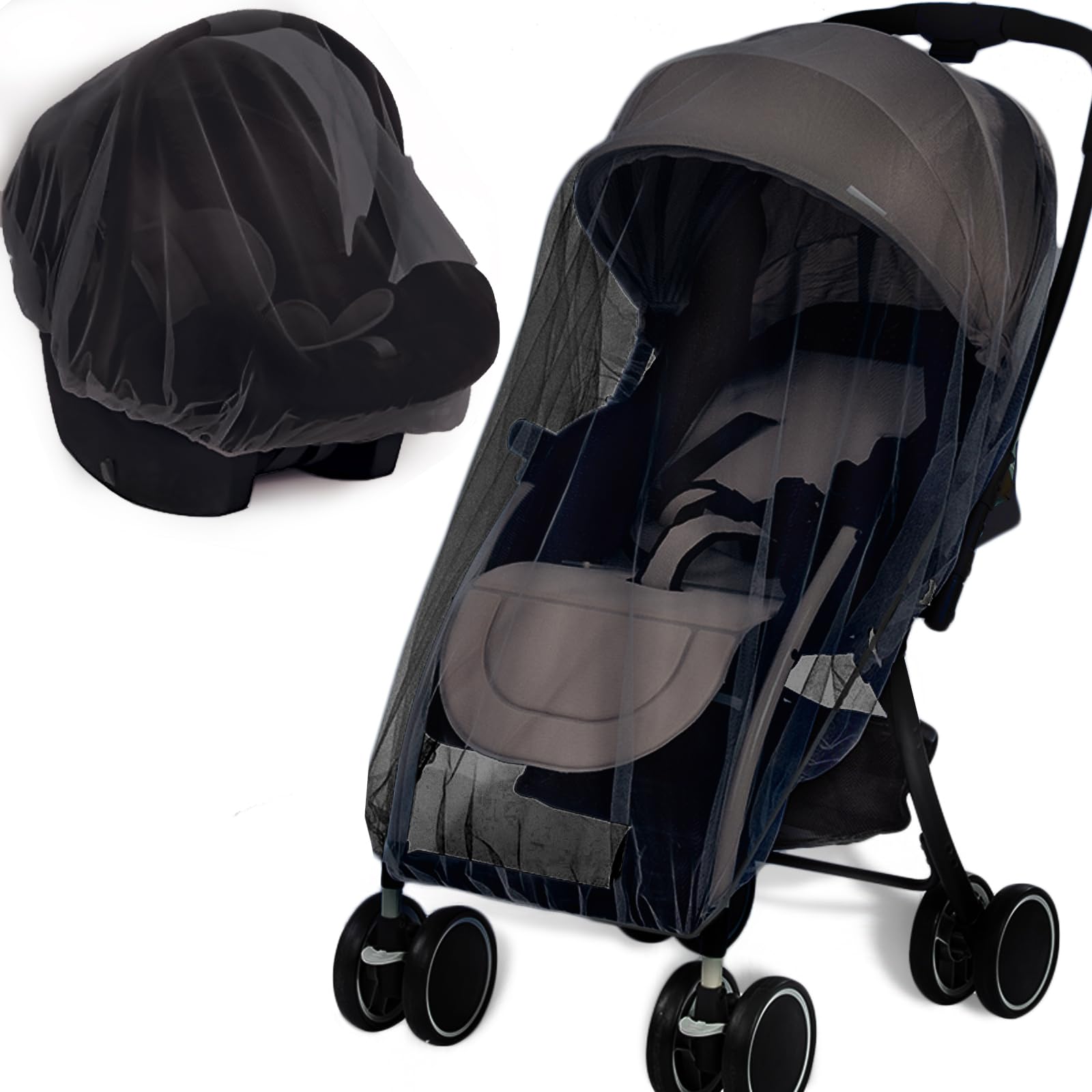 Photo 1 of Mosquito Net for Stroller 2Pack - Protective Baby Stroller Mosquito Net - Perfect Bug Netting for Strollers, Bassinets, Cradles, Playards, Pack N Plays and Portable Mini Crib (Black)