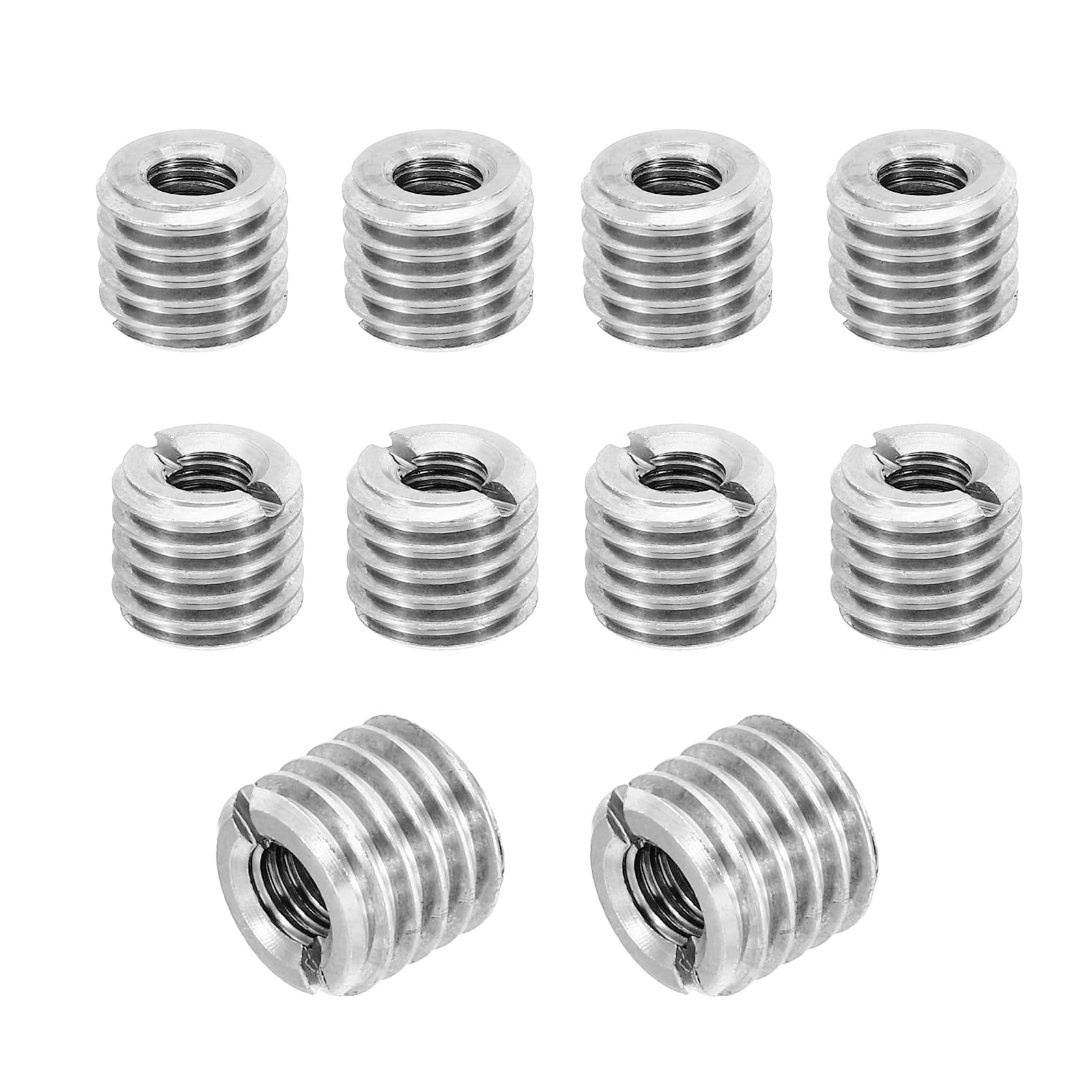 PATIKIL Thread Adapters Sleeve Reducing Nut, 10 Pcs M12x M6x10mm Male to Female Repair Insert Nut Screw Reducer Conversion Stainless Steel Fastener, Silver Tone