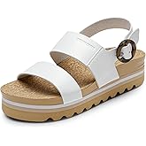 DREAM PAIRS Women's Orthopedic Arch Support Platform Sandals Comfortable Cork Insole Low Wedges Sandals Flatform Summer Dress Shoes Cute Buckle Wedges for Beach