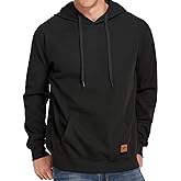 VICT POPU Hoodies For Men Pullover Long Sleeve hooded Plaid Jacquard With Big Pockets Solid Color Sweatshirt