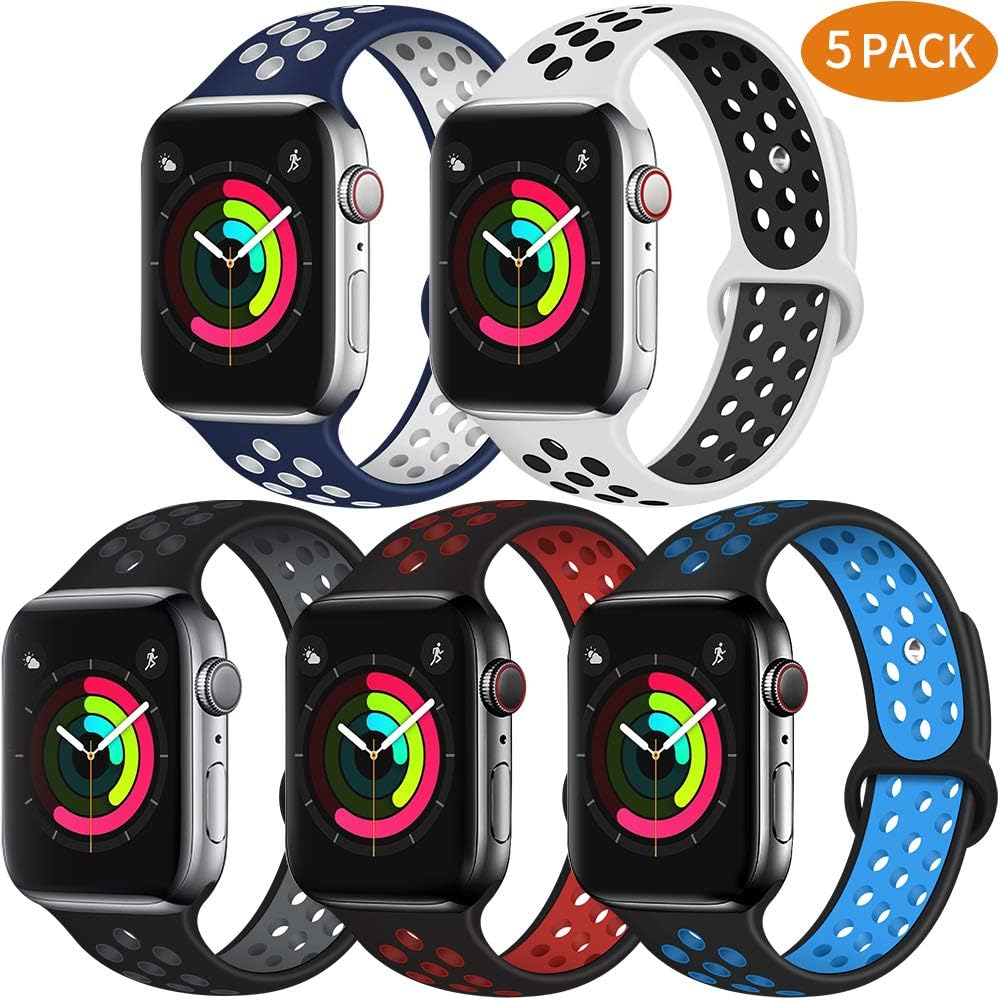Bravely klimbing Compatible with App le Watch Band 44mm 42mm 40mm 38mm, Soft Silicone iWatch Bands Replacement Sport Bands for iWatch Series 5 4 3 2 1 for Men and Women S/M M/L