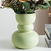 Tenforie Ceramic Vase Green Modern Dried Flower Vase, Matte Pampas Flower Vases, Boho Home Decor for Centerpiece Wedding Dinner Table Party Living Room Office Bedroom, Housewarming Gift
