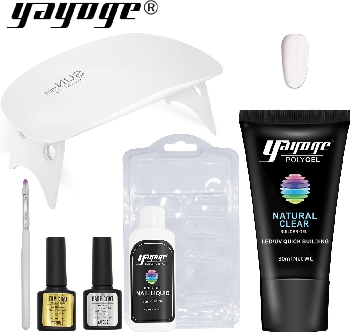 YAYOGE Gel Nail Polish Starter Kit with 6W LED lamp Base Coat Top Coat, Home Gel Manicure Tools Popular Nail Art Designs