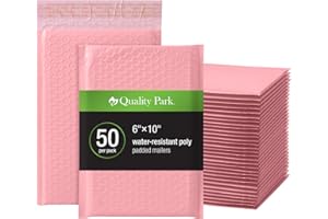 Quality Park Bubble Mailers, 6 x 9, Pink Poly Mailers, Padded Envelopes, Shipping Bags, Water Resistant, Self Seal, 50 Per Box (QUA85907)