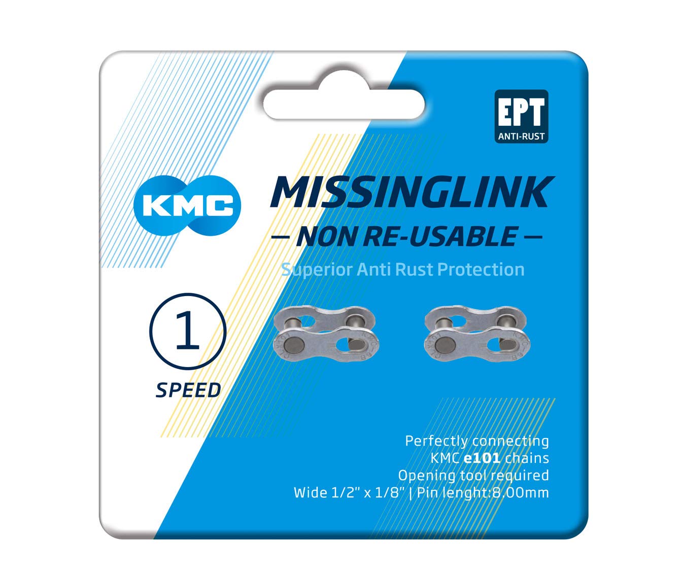 KMC e101 EPT MissingLinks Single Speed Chain Joining Link, Dark Silver, Wide (1/8")