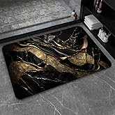 ZHUZHISHAN Bath Mat-Bathroom Rug,Black and Metallic Gold Marble-Absorbent Non Slip Quick Dry Stain Resistant Easy to Clean Care Shower Rug for Bathtub Shower Room 16×24Inch (40 * 60cm)