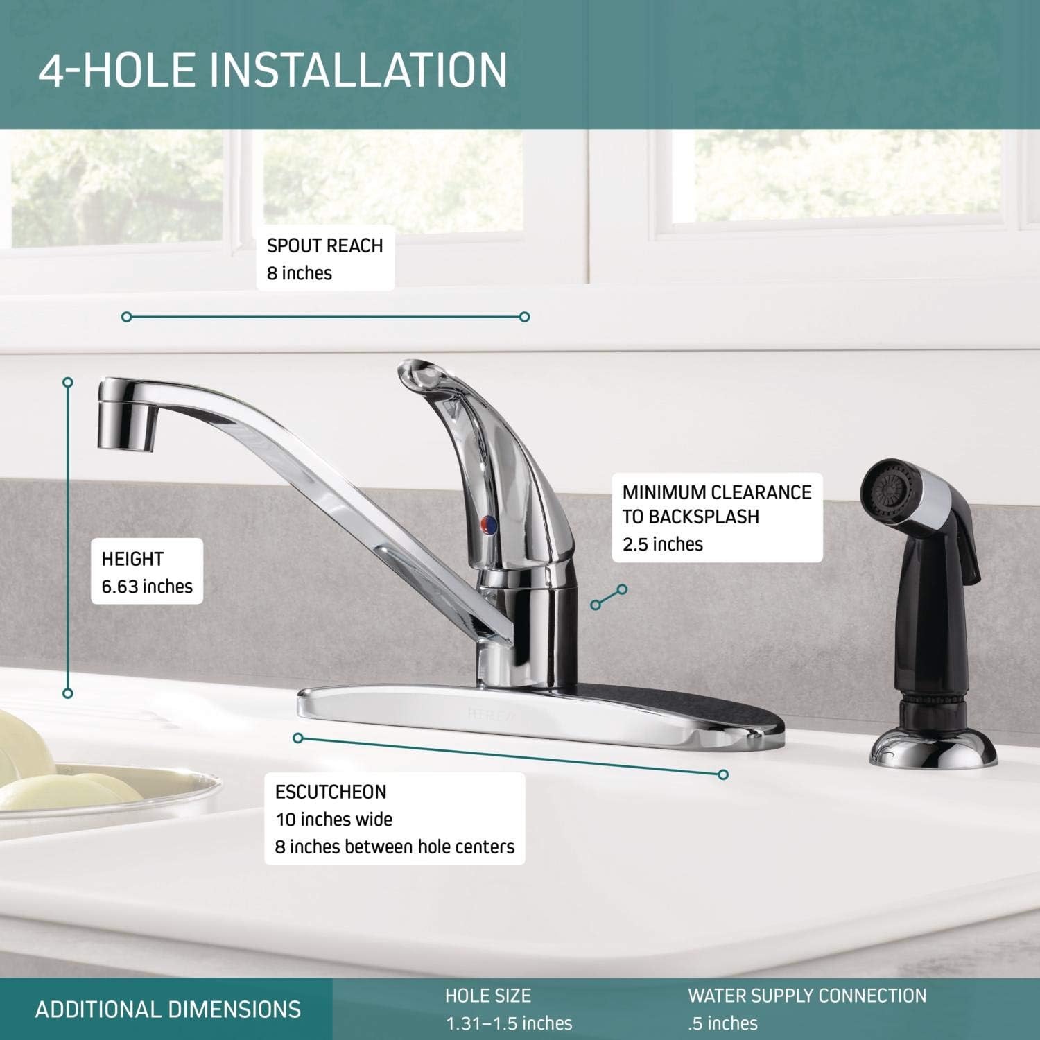 Peerless Single-Handle Kitchen Sink Faucet with Side Sprayer, Chrome P115LF - Touch On Kitchen Sink Faucets - 