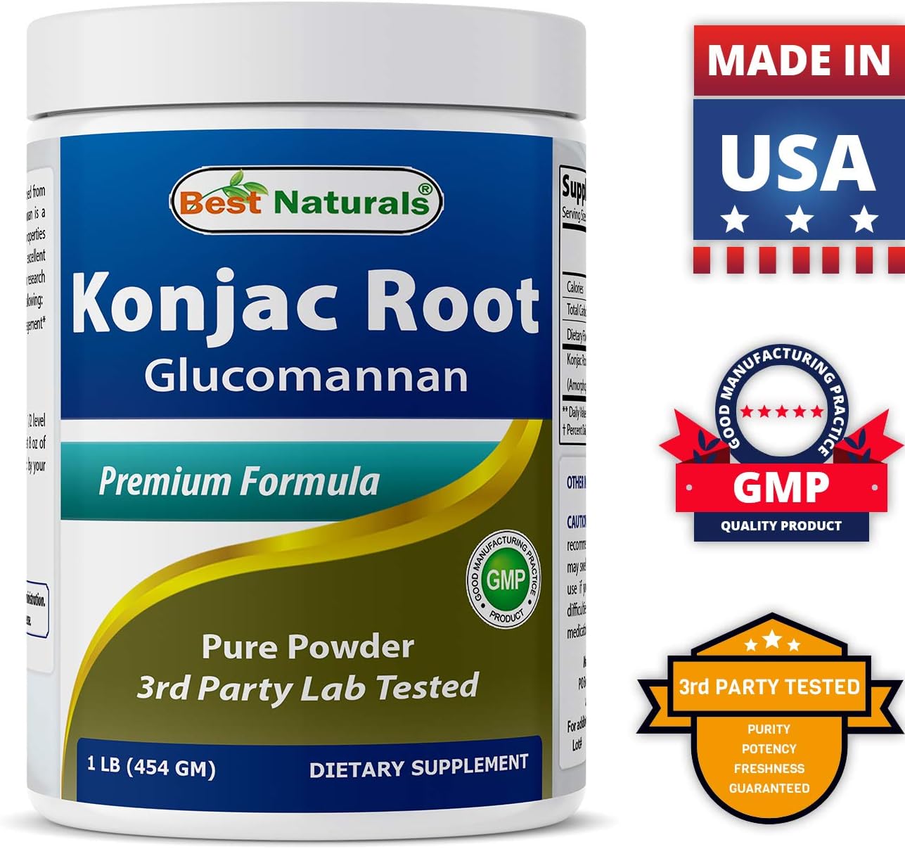 Best Naturals Konjac Root Glucomannan Powder (Non-GMO) - Promotes Healthy Metabolism & Weight Management - 1 Pound: Health & Personal Care