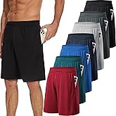 TVKSOM 7 Pack Mens Athletic Shorts with Pockets and Elastic Waistband Quick Dry Basketball Shorts Men for Running Casual
