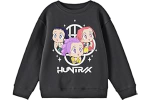 BIOWORLD Kpop Demon Hunters HuntrX Excited Kawaii Chibi Art Youth Crew Neck Long Sleeve Sweatshirt