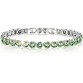 Birthstone Tennis Bracelet for Women – 14K Gold Plated Adjustable 6-7.5 Inch with Genuine Swarovski® Crystals, Hypoallergenic Handmade Jewelry Gift for Birthday, Wedding, Anniversary and Christmas