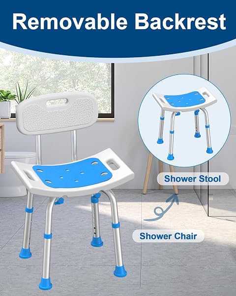 HOMLAND SHOWER CHAIR FOR INSIDE SHOWER WITH REMOVABLE BACK, 400 LBS HEAVY DUTY BATH SEAT FOR BATHTUB, SAFETY BATH STOOL FOR SENIORS AND DISABLED, ALUMINUM ALLOY FRAME