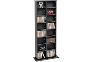 Prepac 2 Column Tall Cabinet Media, Double Multimedia Storage Tower, Black