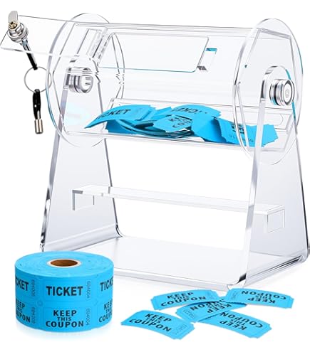 Suteck Tambor De Rifa Chapado En Latón De 11 X 8 Pulgadas, Boletos Giratorios De Lotería Con Mango Giratorio De Madera Para Fiesta De Boleta De Casino, Bingo, Gran Capacidad Para