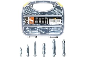 T.K.Excellent Heavy Duty Zinc Plated Steel Bolt Hollow Drive Wall Anchor Screw Set for Drywall,Multiple Sizes Assortment Kit, 68 Pcs