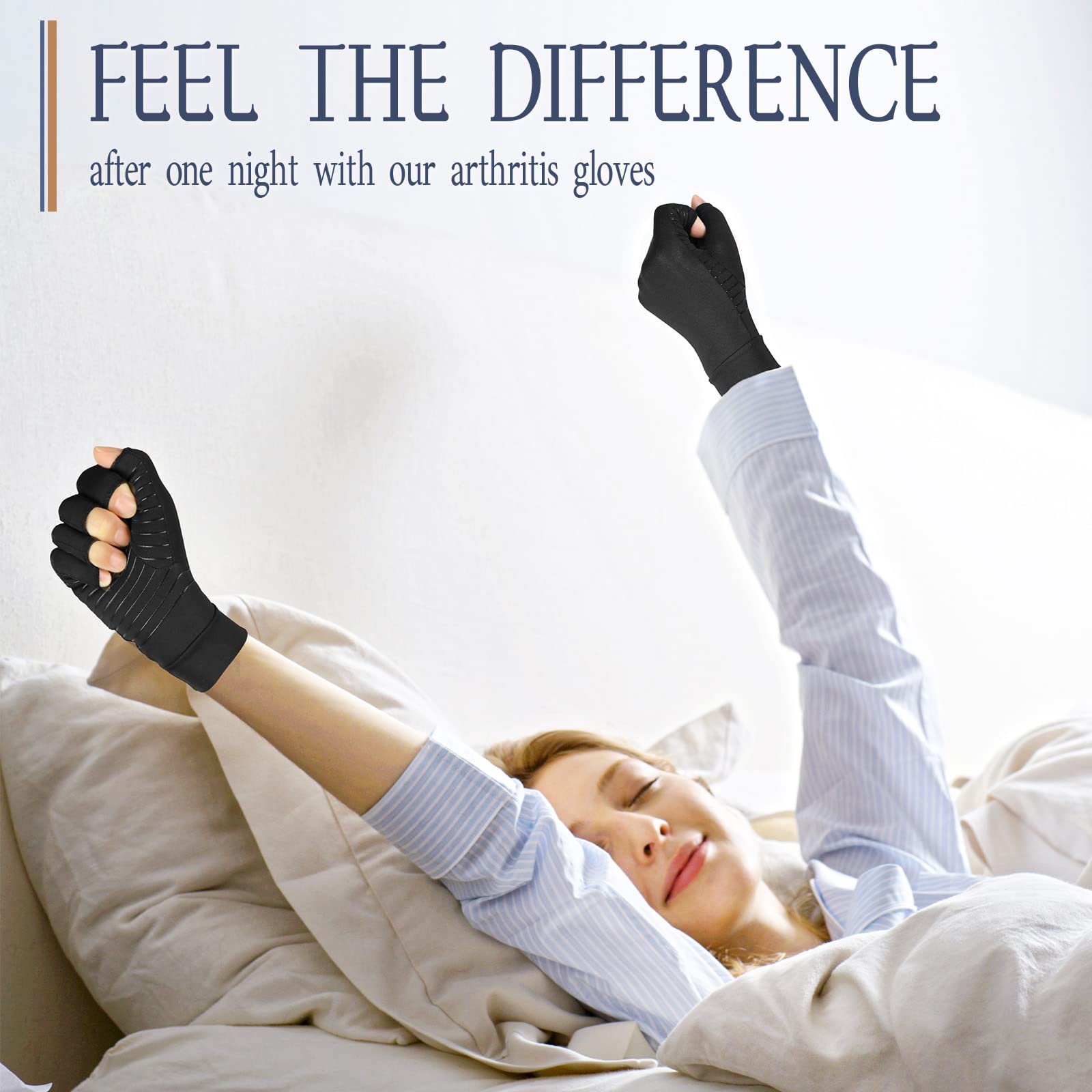 Copper Arthritis Compression Gloves Women Men Relieve Hand Pain Swelling and Carpal Tunnel Fingerless for Typing, Support for Joints, Medium