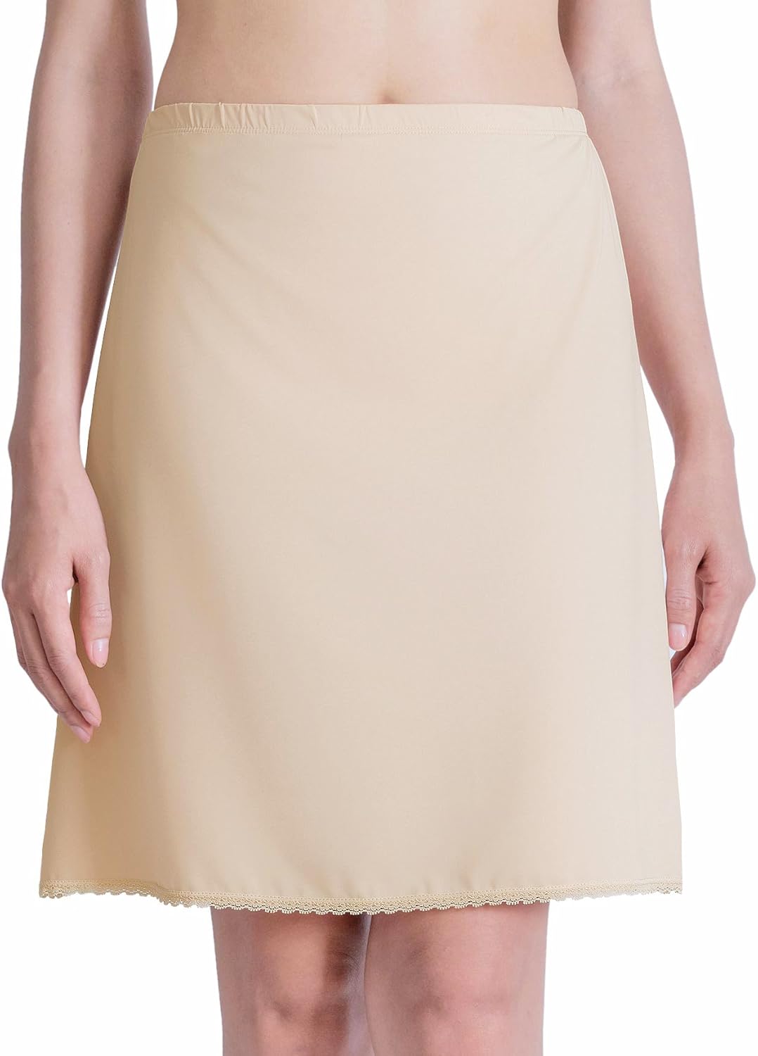 Anny Women's Beige Underskirt Waist Half Slip With Lace Trim 19 Inch