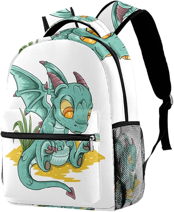 Backpack Cute Blue Dragon Bookbag for Teens College Daypack 29