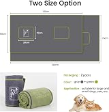 PETTOM Dog Towels 2 Pack Microfiber with Pockets Grey Green view 5