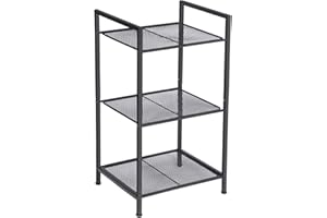 SONGMICS 3-Tier Storage Rack, Bathroom Shelf, Industrial Style Extendable Plant Stand with Adjustable Shelf, for Bathroom, Li