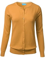 FLORIA Women's Button Down Crew Neck Long Sleeve