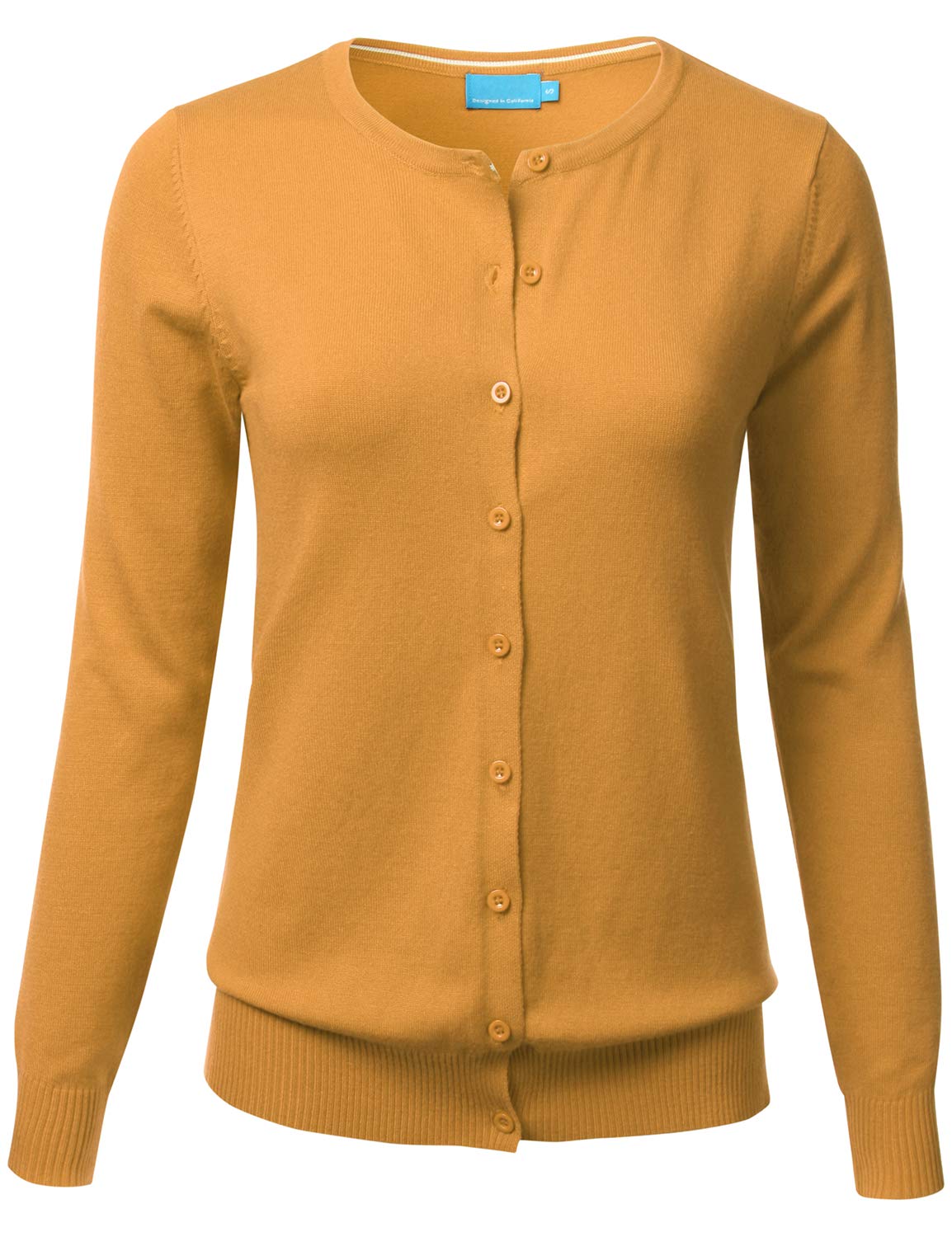 FLORIA Women's Button Down Crew Neck Long Sleeve