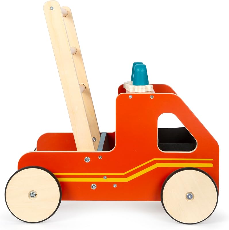 Carrello Primi passi in legno Vigili del Fuoco, per bambini a partire dai 12 mesi, 12540
