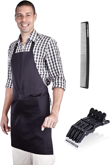 Hiliss Professional Hair Stylist Apron Black With Pocket Black Non