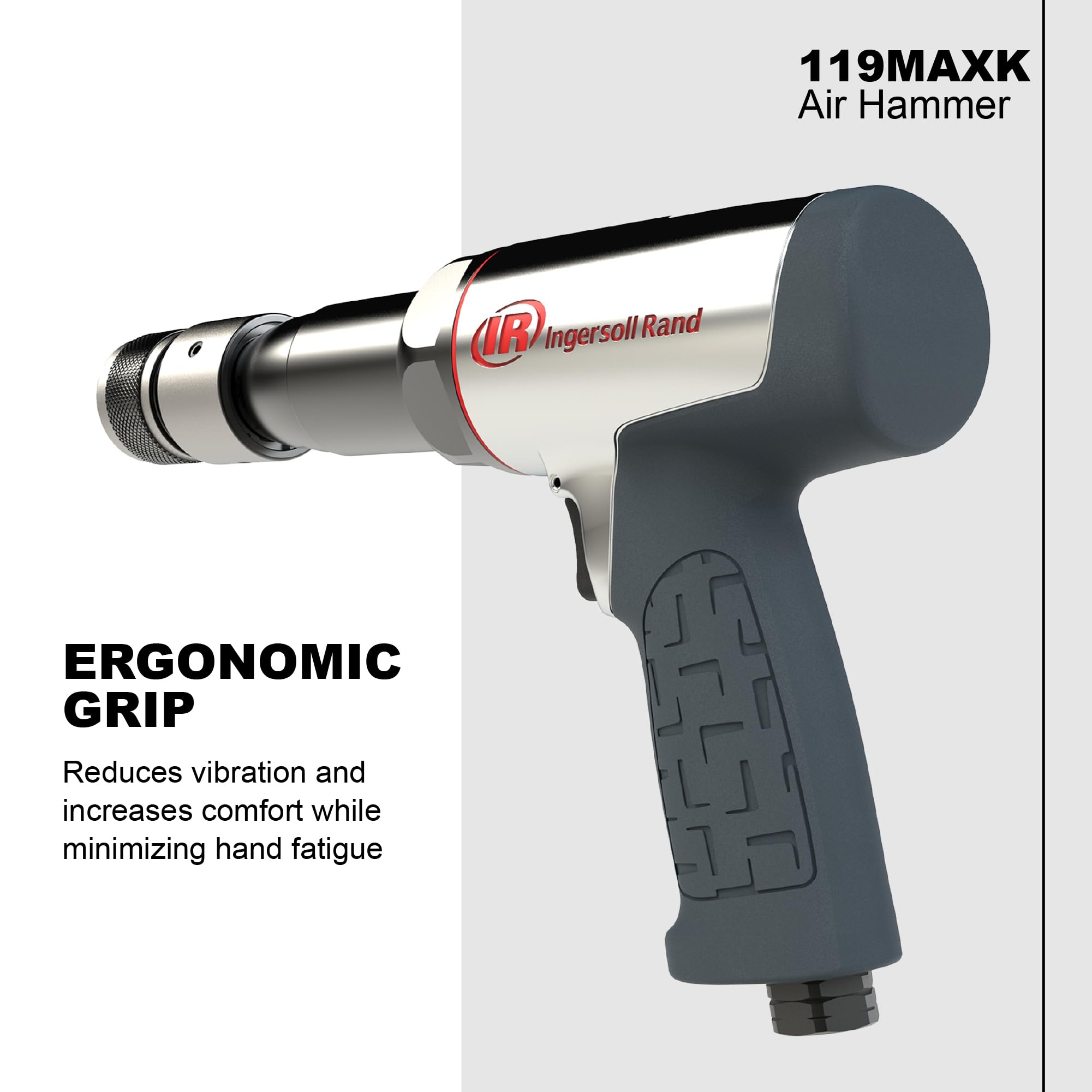 Ingersoll Rand 119MAXK Vibration Reduced Long-Barrel Air Hammer 5-Piece Chisel Set, 2,530 BPM, 3-1/2