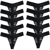 Yuamose Lace Thongs For Women Plus Size Sexy Underwear T Back Stretch Womens Thongs Underwear 5/6/10 Pack