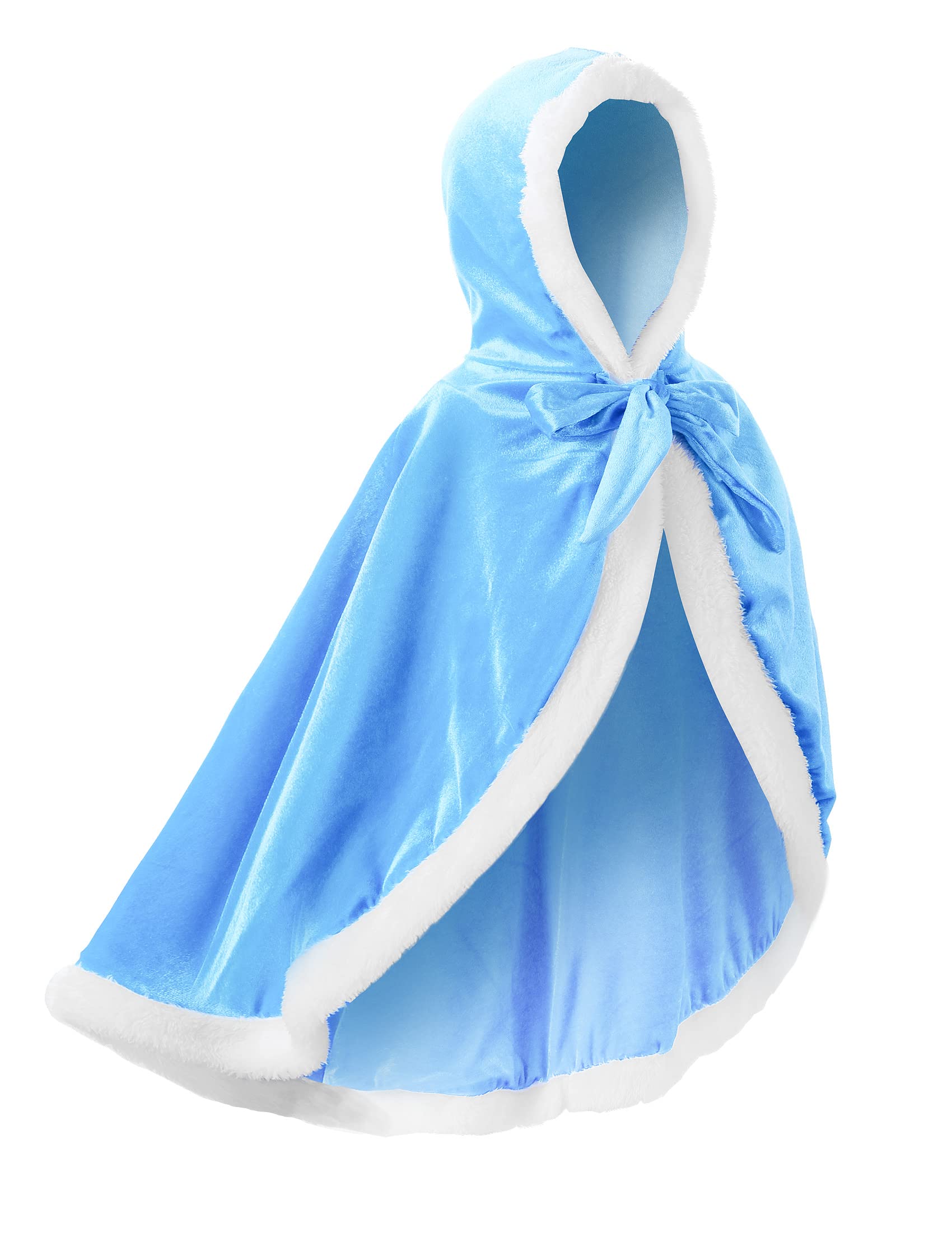JerrisApparel Girl Cape Wedding Cloak Dress Coat Matching Snow Princess Costume (130, Blue) โ image 1
