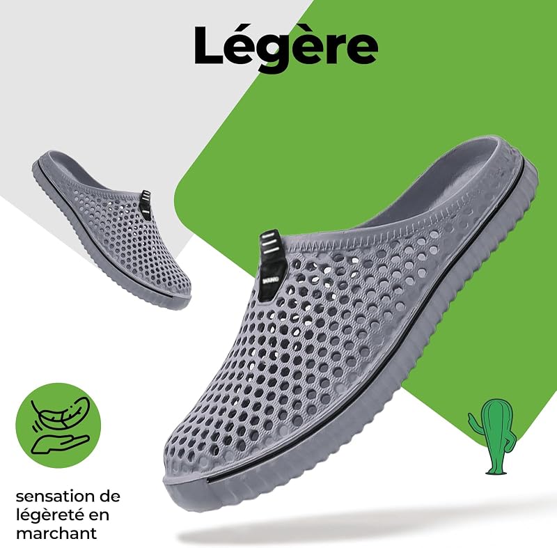 Sabots et Mules Unisexe Chausson de Jardin Gris 41 EU
