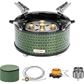 ONLYFIRE OUTDOOR LIVING Portable Camping Gas Stove with Storage | 5 Burners Propane Stove for Outdoor Patio Cooking Picnic Camping Hiking Tailgating Emergency Use, Green GS344
