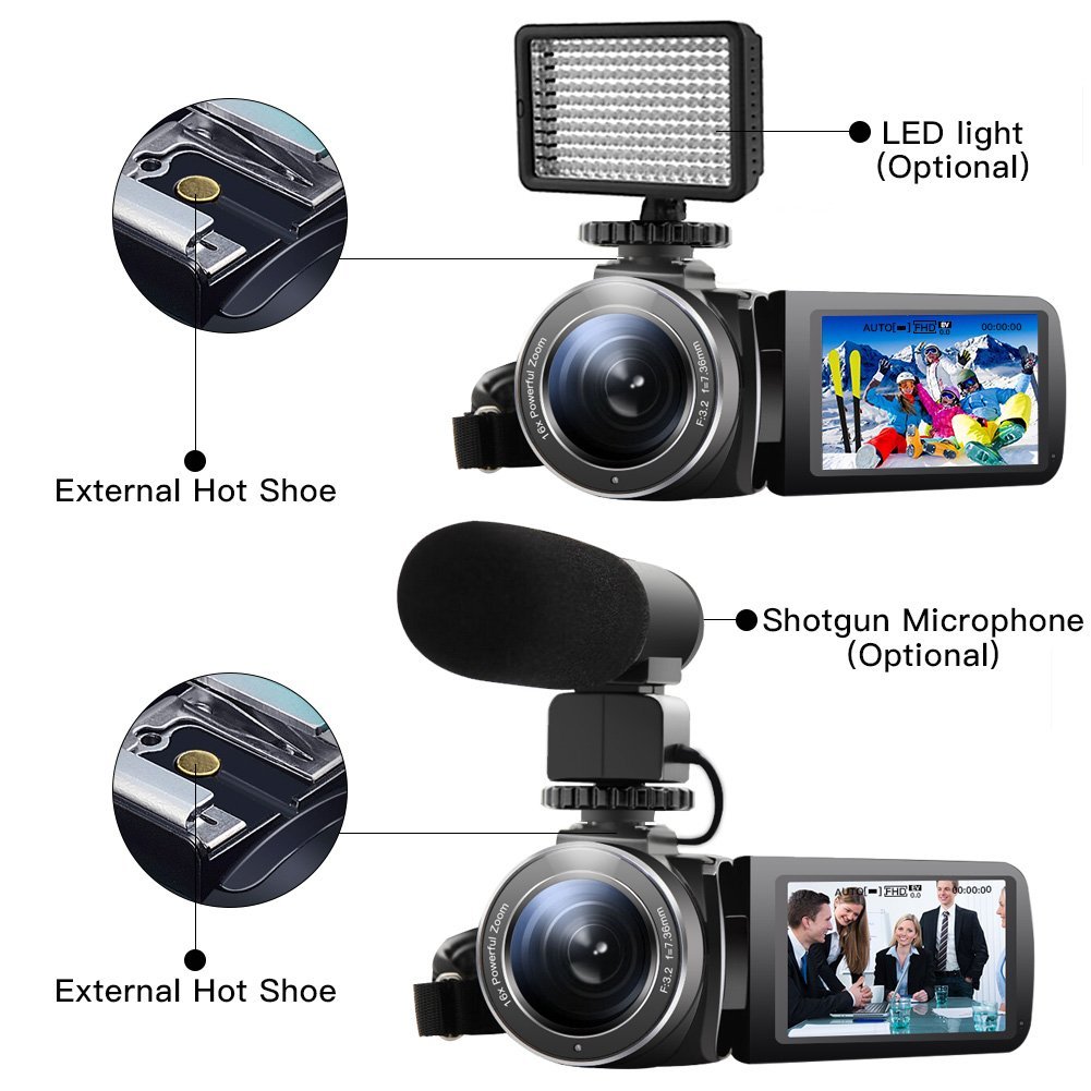 SEREE Camera Camcorder External Microphone Input Night Vision Full HD 24.0MP Digital Video Recorder 3.0