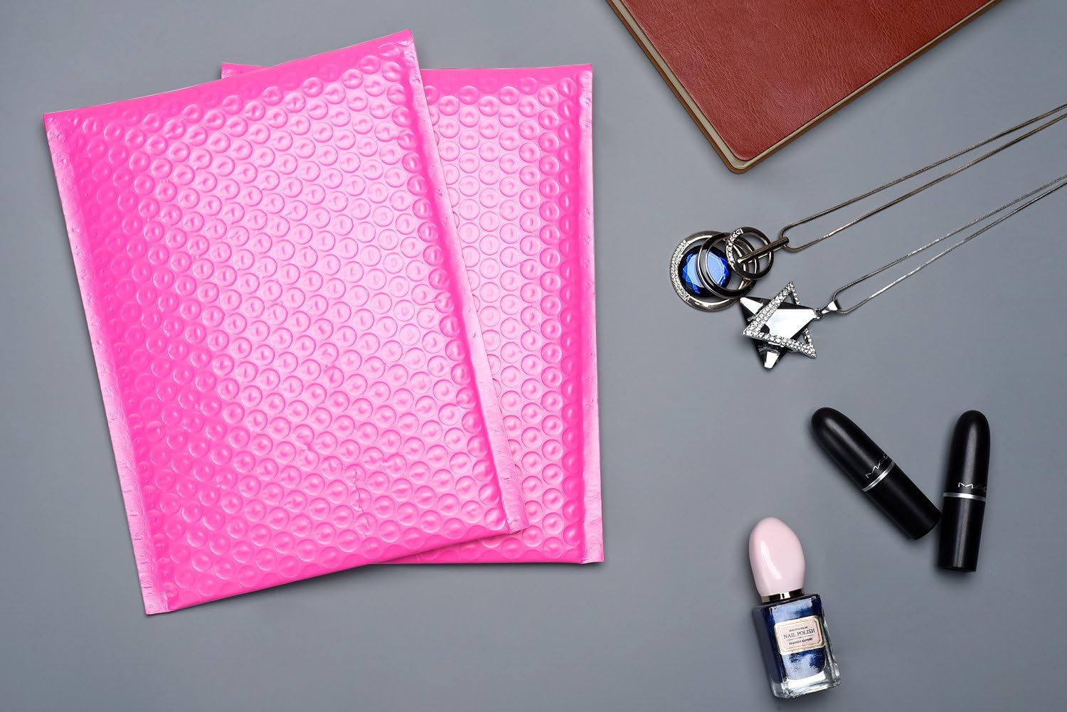 Fu Global 4x8 Inch Poly Bubble Mailer Pink Self Seal Padded Envelopes Pack of 50 : Office Products