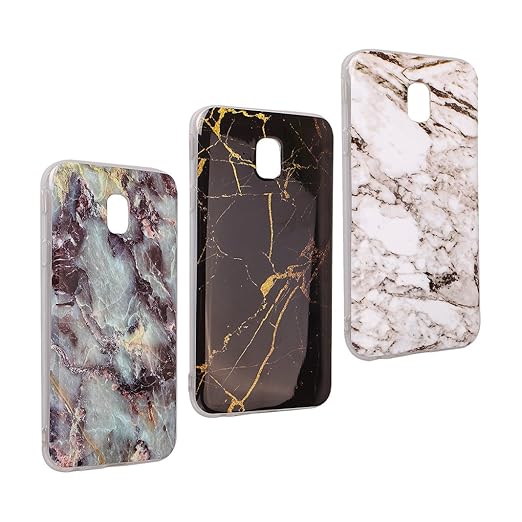 Galaxy J5 2017 Marmor Handyhülle, Asnlove 3 Pack Premium TPU Silikon Marble Hülle Protective Back Case TPU Silicone mit 3D Mu
