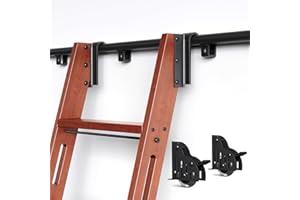 Ceakian 6.66FT Rolling Library Ladder Hardware Kit,350lb Capacity,Telescopic Hook & Bottom Wheel with Brake,Aluminum Sliding Track for Bookcase Attic Loft(No Ladder)