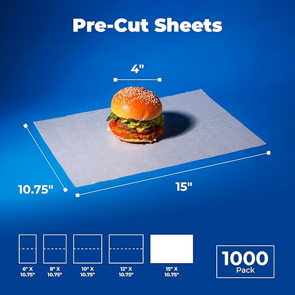 FIT MEAL PREP [1000 PACK] 15 X 10.75″ WAX PAPER SHEETS FOR FOOD, INTERFOLDED PRECUT DELI PAPER, POP UP GREASE-PROOF SANDWICH PAPER WRAPS, WATERPROOF FOR LUNCH, FOOD BASKET, MICROWAVE COVER, BBQ