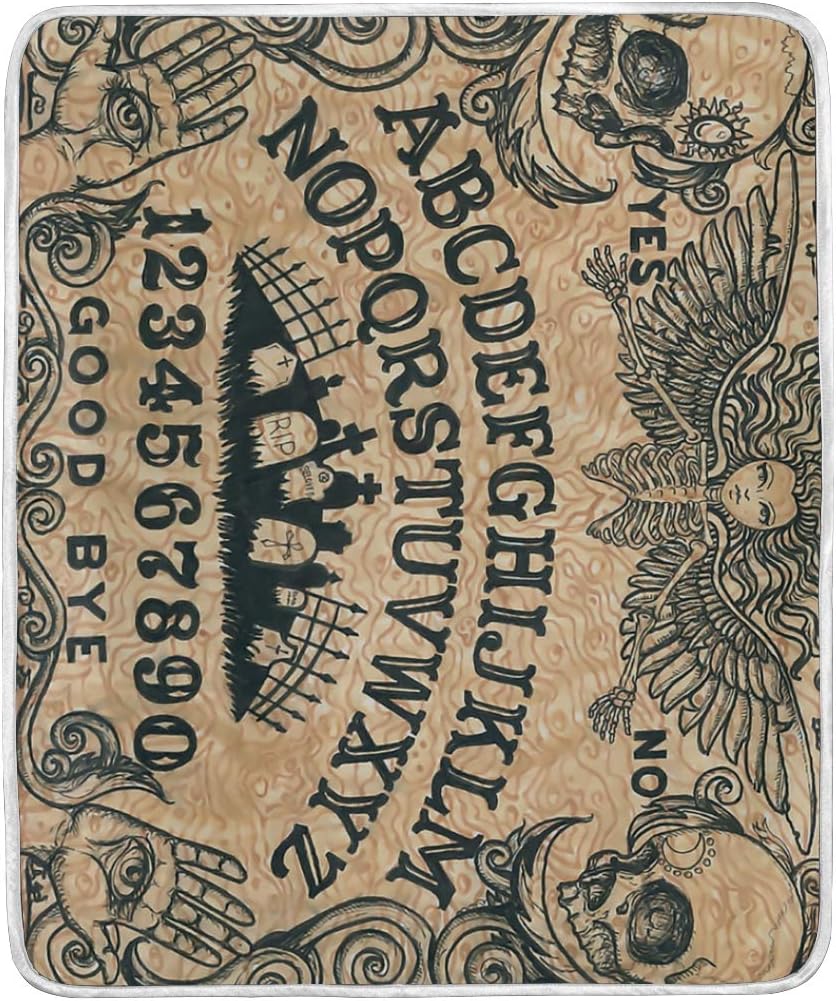 Ouija Board Art Throw Blanket Soft Warm Cozy Bed Couch Lightweight Polyester Microfiber Size 50" W x 60" L for Kids Women Boy