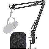 MV7 Boom Arm with Pop Filter - Mic Stand with Foam Cover Windscreen Compatible with Shure MV7 and Shure MV7X Microphone by YO