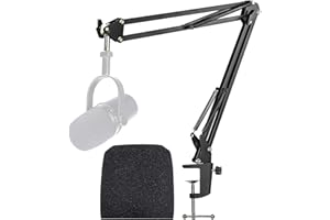 MV7 MV7X MV7+ Boom Arm - Mic Arm with Foam Cover Windscreen Compatible with Shure MV7 and Shure MV7X and Shure MV7+ Microphone with Pop Filter by YOUSHARES