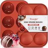 Ossryta 6-Cavity Medium Semi-Sphere Silicone Molds - Hot Chocolate Bomb Molds for Baking, Dome Cakes, Candy, Jelly &amp; Mousse - Reusable, Non-Stick Half Sphere Chocolate Mold Set (2 Pack)