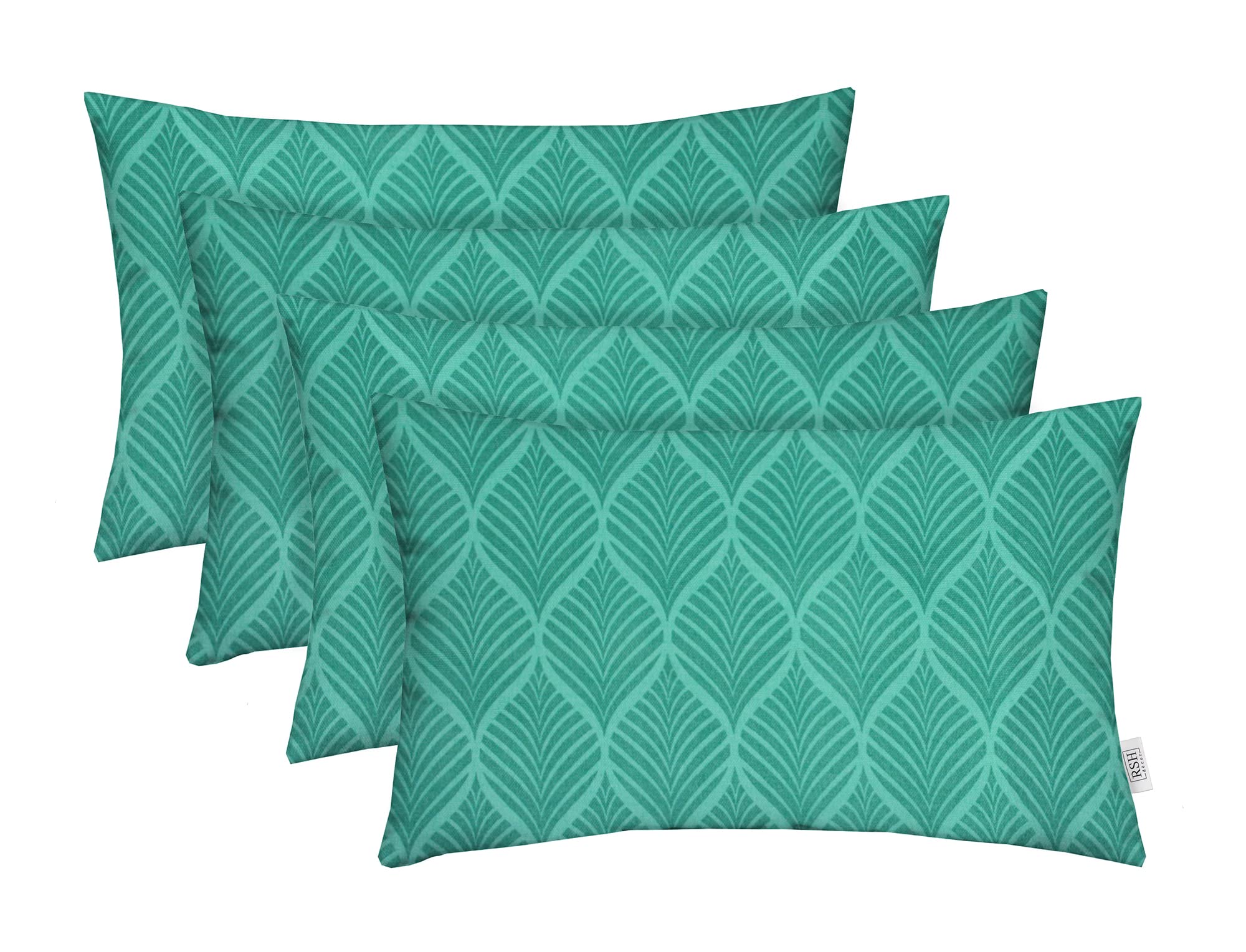 RSH DECOR: Lumbar Throw Pillows Set of 4 | 20" x 12" | All-Weather Spun Fabric | Water and Fade-Resistant | Outdoor Support Pillows for Patio Furniture | Fenbrook Teal Image