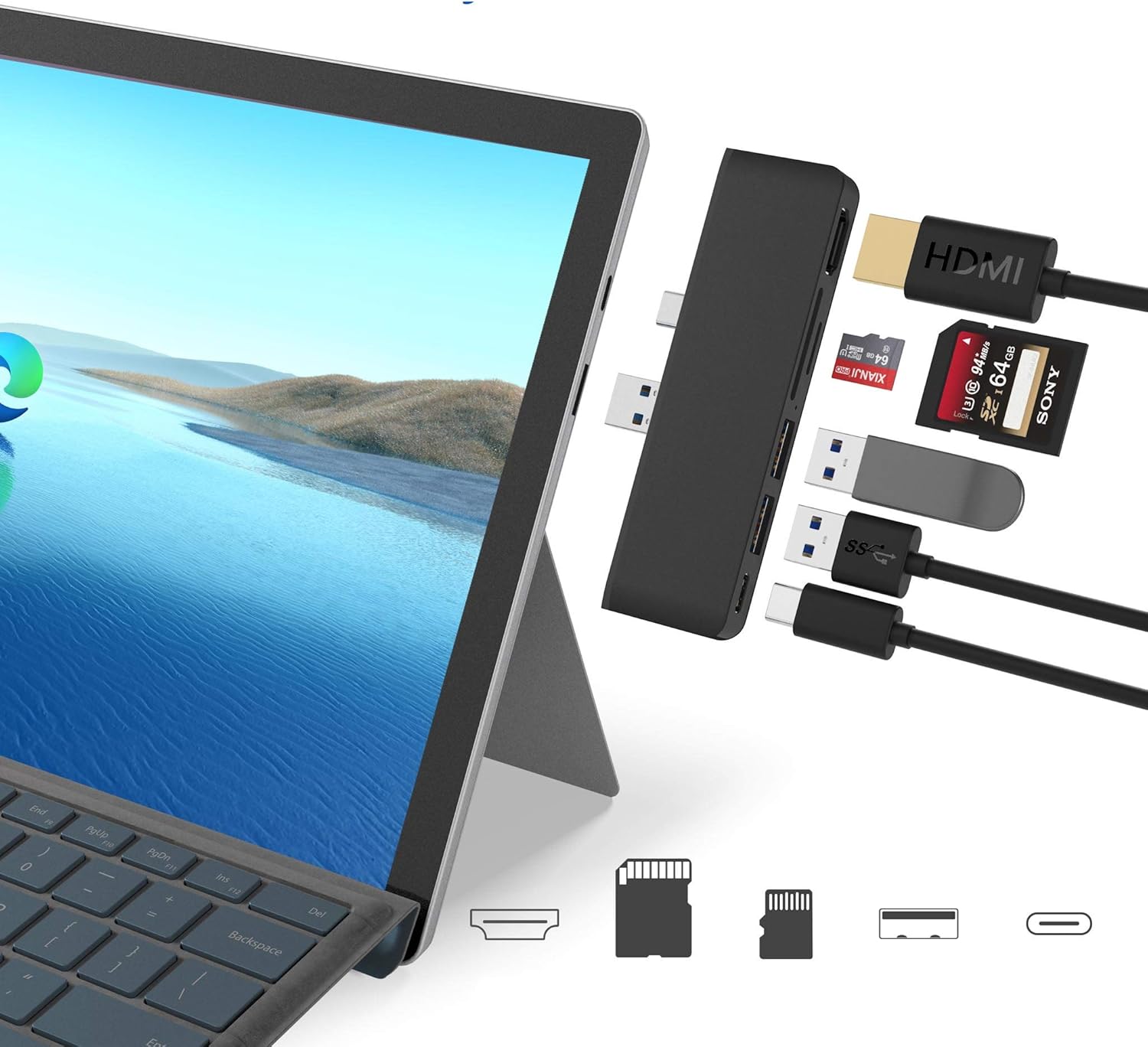 Rytaki Microsoft Surface Pro 7 Usb C Hub Docking Amazon De Computers Accessories