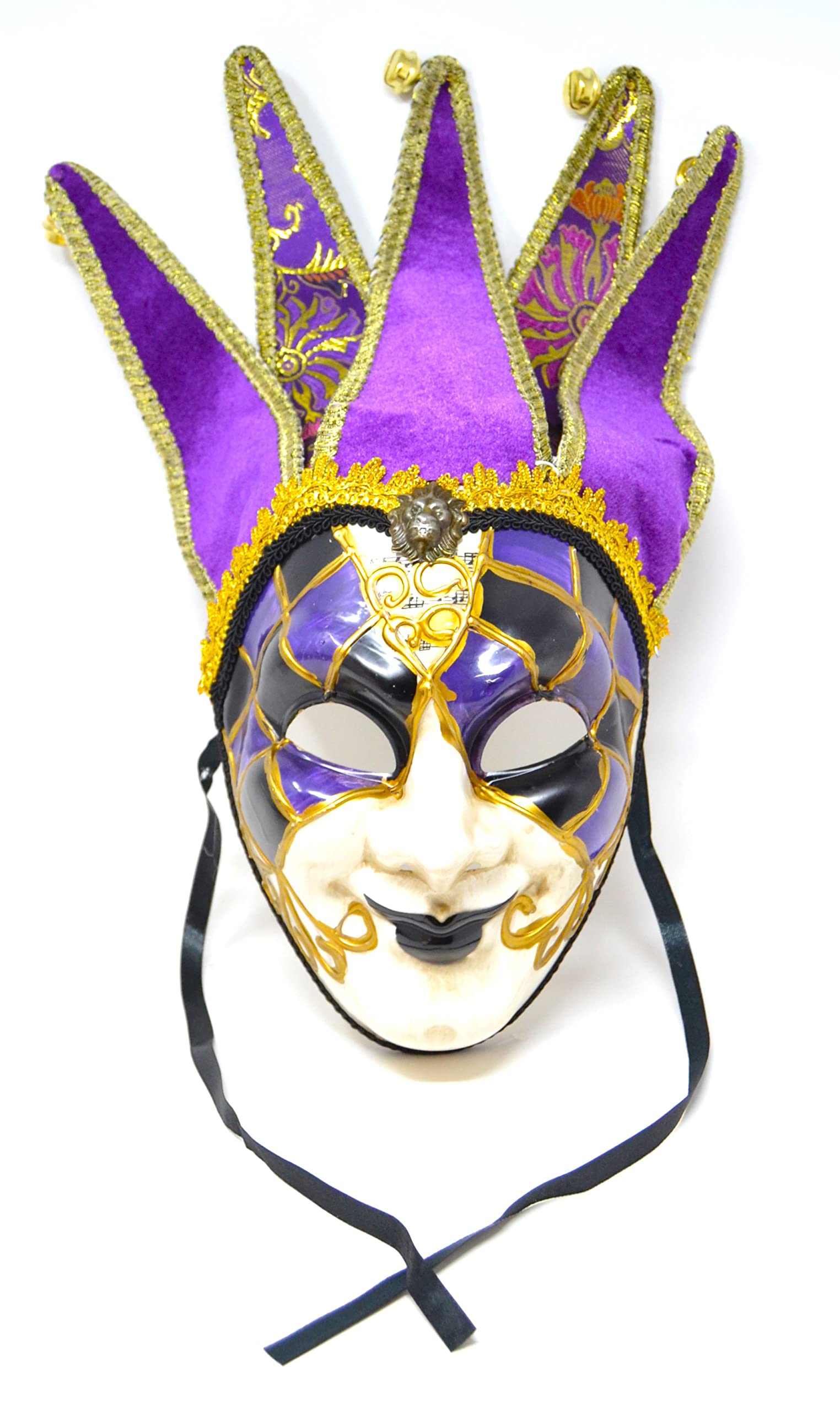 BETTER WITH FRIENDS Jester. Purple Violet Adults Women, Venetian Full Face Mask, (42 cm) Masquerade Face Cover, Carnival Queen, Brazil Italian Festival Mask,