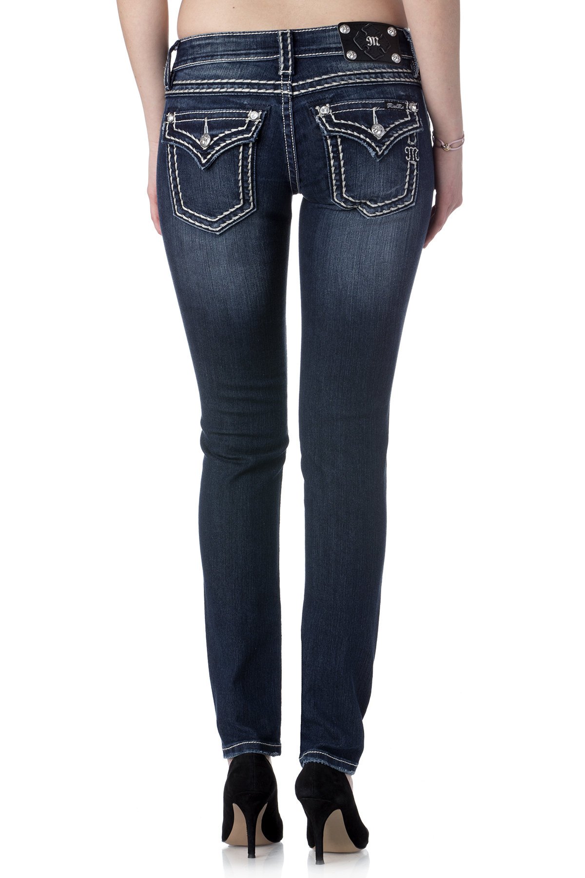 Miss Me Loose Saddle Stitch Border Skinny Jean