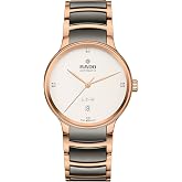 Rado - Centrix - Unisex Automatic Swiss Watch - 39mm White Dial with Date - Plasma &amp; Rose Gold High-Tech Ceramic Bracelet - R30017722